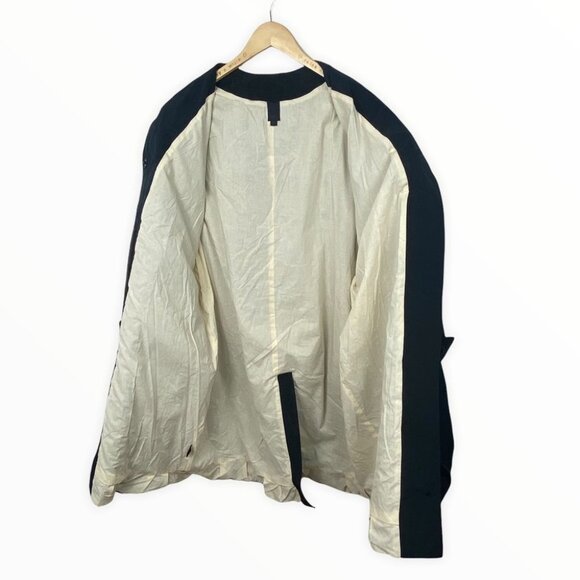 Vera Wang Collection Trench Coat Black Belted Size 0 Jacket Minimalist Oversized - Picture 5 of 14